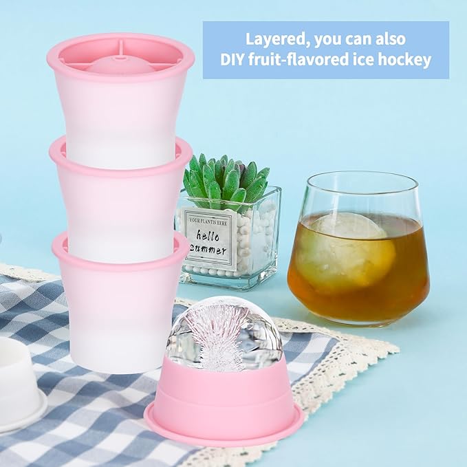 (Upgrade) Ice Molds 6 PCS, Silicone Sphere Ice Mold Maker, Stackable Easy Release Circle Ice Cube Mold with Lids, Spherical Ice Makers with Lids for Whiskey, Cocktails, Bourbon, and Drinks