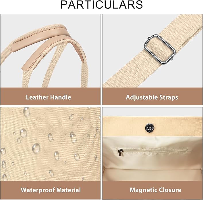 Canvas Tote Bag for Women Crossbody Work Purse with Pockets Top Handle Handbag Satchel Bags for Travel Nurse Teacher