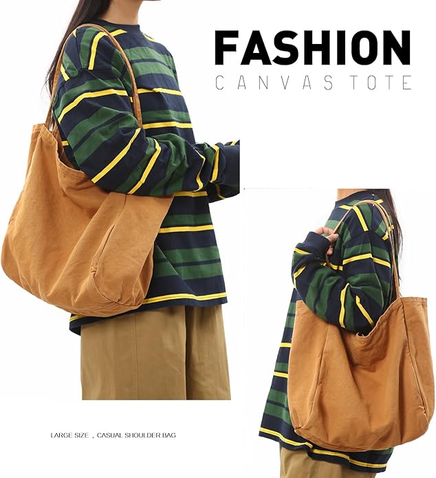 Canvas Tote Bag for Women Large Hobo Shoulder Bag for Work Travel Casual Message Bag Tote Purse handbags
