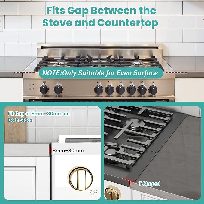 Stove Gap Covers 2PCS, Stove Gap Filler Stainless Steel,13.8'' to 27.5'' Adjustable Length,Range Trim Kit,Oven Stove Gap Guard Between Stovetop and Counter,Easy to Clean Heat Resistant, Black