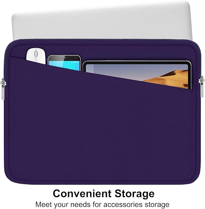 15.6 inch Laptop Sleeve, Durable Carrying Bag Protective Case Briefcase Handbag with Front Pocket, Slim Computer Cover for 15-16 Inch HP, Dell, Lenovo, Asus, Notebook, Purple