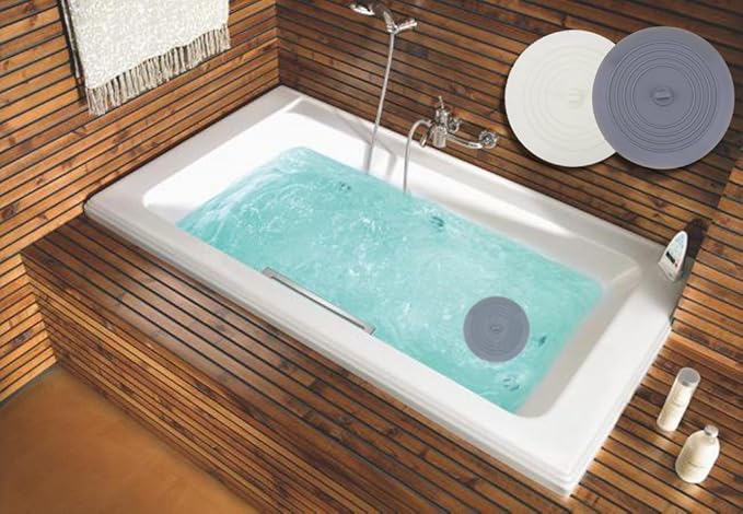 V-TOP Tub Stopper 2 Pack, 6 inches Large Silicone Drain Plug Hair Stopper Flat Suction Cover for Kitchen Gadgets Bathroom Accessories and Laundry