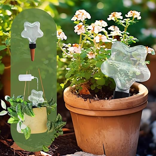 Star-Shaped 7.04oz/200ml Plant Watering Globes - 6 Self Watering Globes for Outdoor ＆ Indoor Plants - Automatic,Slow,Self Watering Spikes Care of Plants Everyday
