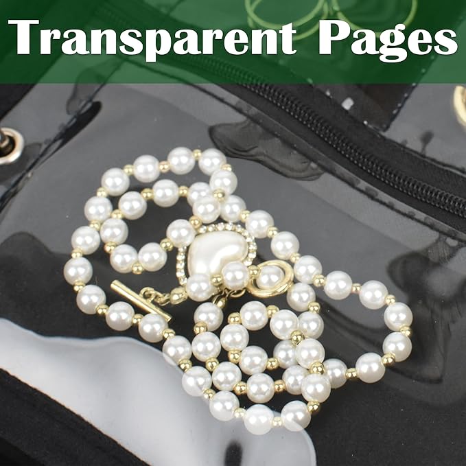 Travel Jewelry Organizer Case, Jewelry Bags for Traveling, Jewelry Binder with 24 Pcs Clear Zipper Velvet Pouches (Inner Pages, 3 PCS)