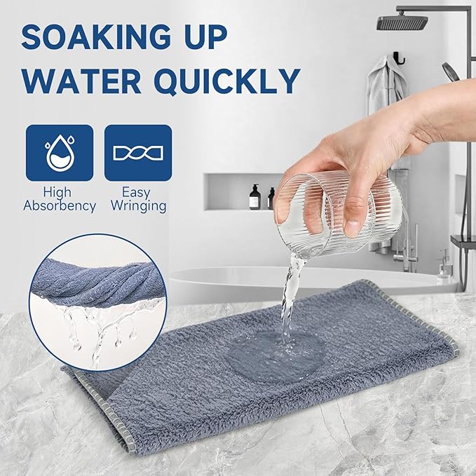 TEAWOO Coral Velvet Navy Blue Washcloths 12 Pack, Highly Absorbent and Soft Navy Blue Face Towels, Multi-Purpose Washcloths and Hand Towels for Bathroom, Hotel, Spa and Gym, 12 x 12 inches