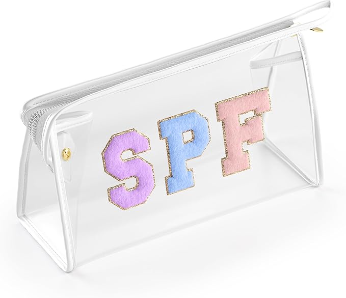 Embla Makeup and Lotion Bag - Waterproof Makeup and Sunscreen Pouch for Travel, Beach, Pool - Clear Zipper Pouch for Sunscreen and Cosmetics Storage, Durable Make Up Organizer for Beach Bag Essentials