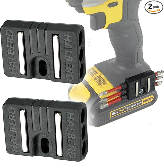 Halberd Standard Magnetic Bit Holder, Universal Fit to Belt Clip Mount Screw, Strong Neodymium Magnet for Milwaukee, DeWalt, Ridgid, Makita, Bosch, Ryobi, & More (2 Pack, Standard)