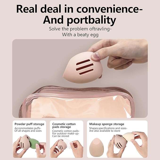 2PCS Beauty Blender Holder Powder Puff Storage, Breathable Makeup Sponge Case for Business or Travel