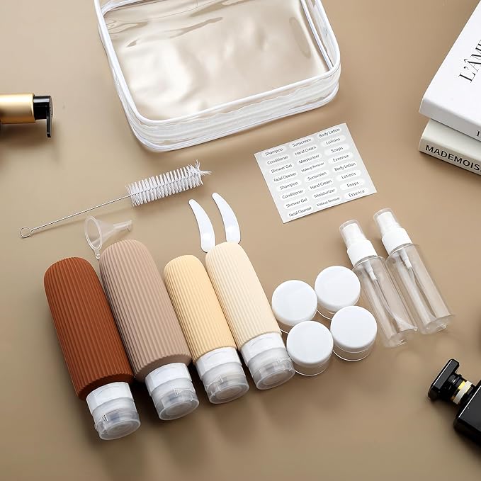 16 Pack Travel Bottles for Toiletries, 6oz Silicone, Leak Proof, Reusable, Oval, Perfect for Travel, Vacation, Plane Trip, Camp