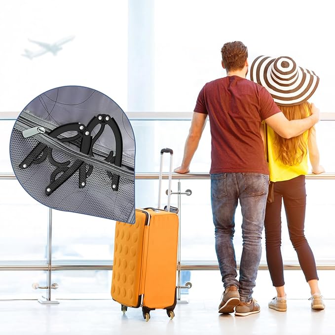 Travel Hangers Portable Foldable Travel Hanger Organizer, Plastic Cruise Ship Accessories Essentials Clothes Hanging Rack Folding Hangers for Traveling Camping Flying RV Suitcase (36, Night Black)