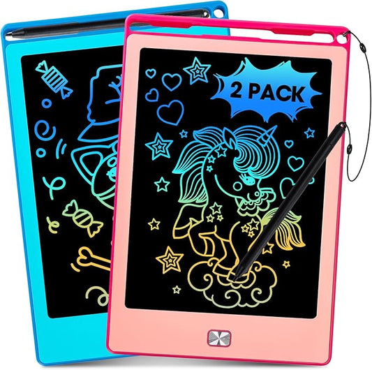 2 Pack LCD Writing Tablet for Kids,8.5 Inch Doodle Board Drawing Tablet Colorful Educational Toys for Boys Girls Reusable Road Travel Game Toy Gifts for 3 4 5 6 7 8 Years Old （Blue+Pink