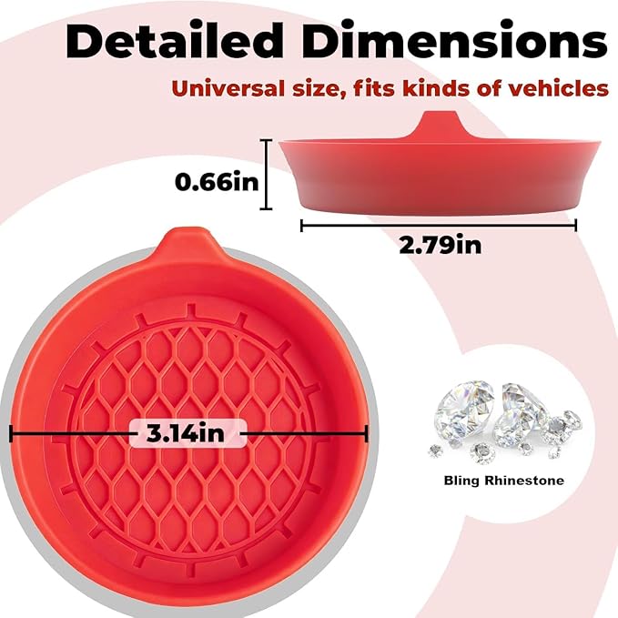 2 PCS Car Cup Coasters, Universal Cup Holder Coaster for Car Accessories, CupHolders Insert for Women Non-Slip Silicone Car Cup Holder Coasters