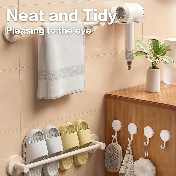 4pcs Self-Adhesive Hooks, No Drill Wall Mounted Sticky Hooks Durable for Kitchen Bathroom Office, Home Organization Essentials, White