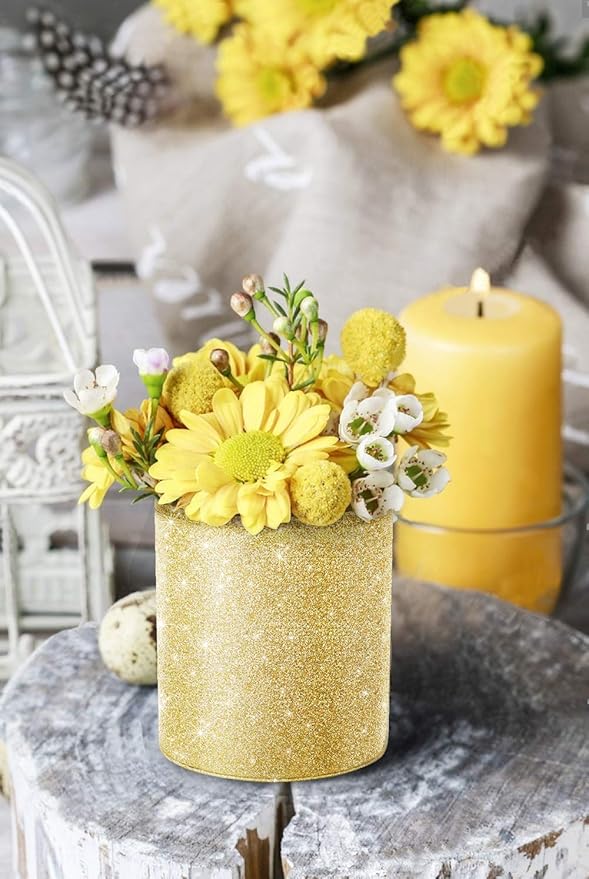 WAVEYU Gold Pencil Holder, Decorative Pens Holder for Desk, Makeup Brushes Organizer for Table, Large Pu Leather Multi-Functional Organizer Cup for Office, Classroom, Home, Champagne Gold