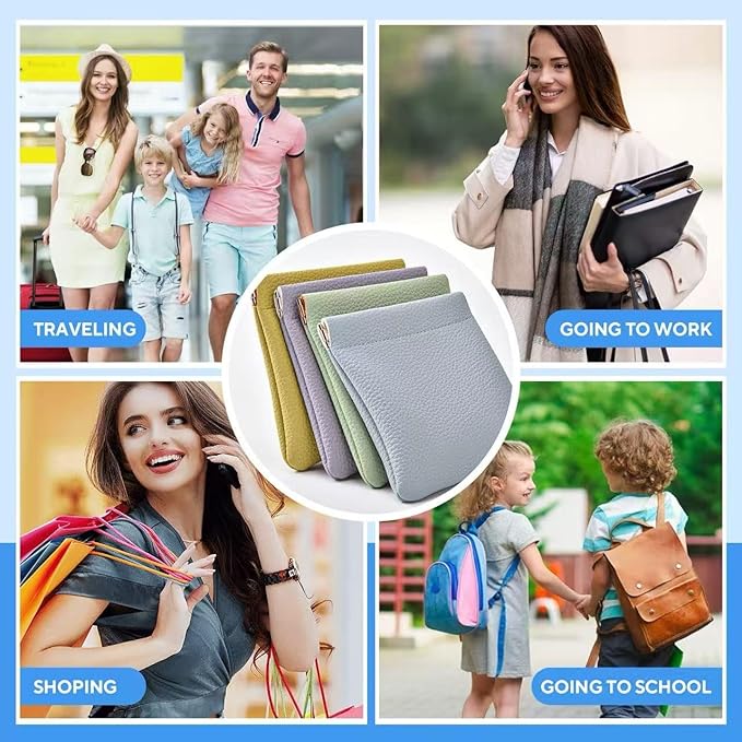 4PCS Small Makeup Bag for Purse，Waterproof Leather Portable Mini Makeup Bag,Snap Closure Organizer Pouch for Coin Cards Jewelry Lipstick Cosmetic Accessories，Small Travel Kit Storage Pouch