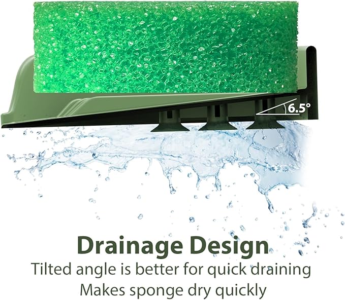 Sponge Holder for Scrub Daddy with Suction Cups and Drain Spout Kitchen Sink Caddy Organizer, Soap Dishes Holder Accessories Rack, Dishwasher Safe - 4.7"x4.7", Green