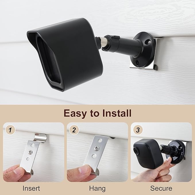 Antimbee Vinyl Siding Hooks, 8 Pack No Hole Siding Hooks for Hanging Outdoor Camera Mount, No Tools Vinyl Clips Hangers for String Lights Wreaths Signs Plants, Damage-Free Weatherproof Stainless Steel