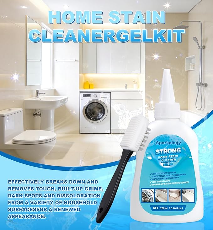 Mold Stain Remover Gel Home Stain Cleaner Gel, Heavy Duty Bathtub Stain Remover for Washing Machine, Toilet, Bathroom Grout, Bathtub, Kitchen Sinks, Tile, Door & Window Tracks（200ml）