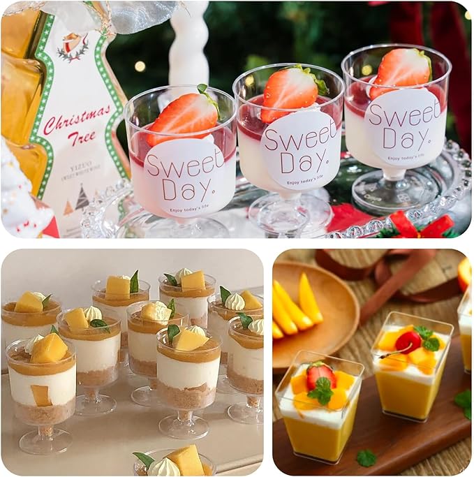 UrbanRoots 300 Pack Clear Plastic Dessert Cups(5 oz),Disposable Parfait Cups For Pudding, Fruit and Ice Cream,Mini Shooter Cups With Spoons For Party,appetizer cups