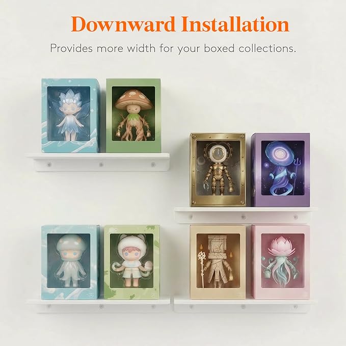 Lifewit Floating Shelves for Wall, Acrylic Display Shelf Wall Mounted for Figure, Car, Art, Book, 14" Perfume Organizer for Bathroom, Bedroom, Living Room, Nursery, Home Decor, White, 6 Pack
