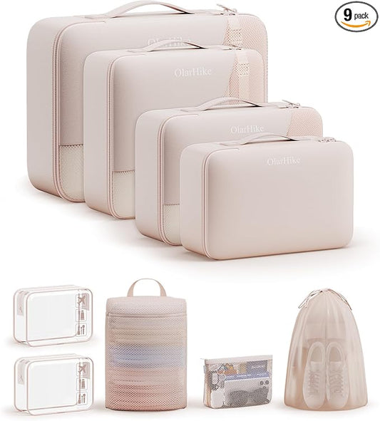 9 Set Packing Cubes for Travel, Gifts for Women Mom, Anti-Tearing Suitcase Organizer, OlarHike Vacation Essentials & Accessories for Cruise Ship