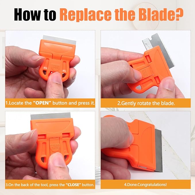 2 Sets Razor Blade Scrapers, Plastic Scraper Tool Extra 10 Plastic Razor Blades and 10 Metal Blades, Adhesive Remover Scraper for Glass Windows Sticker Removal