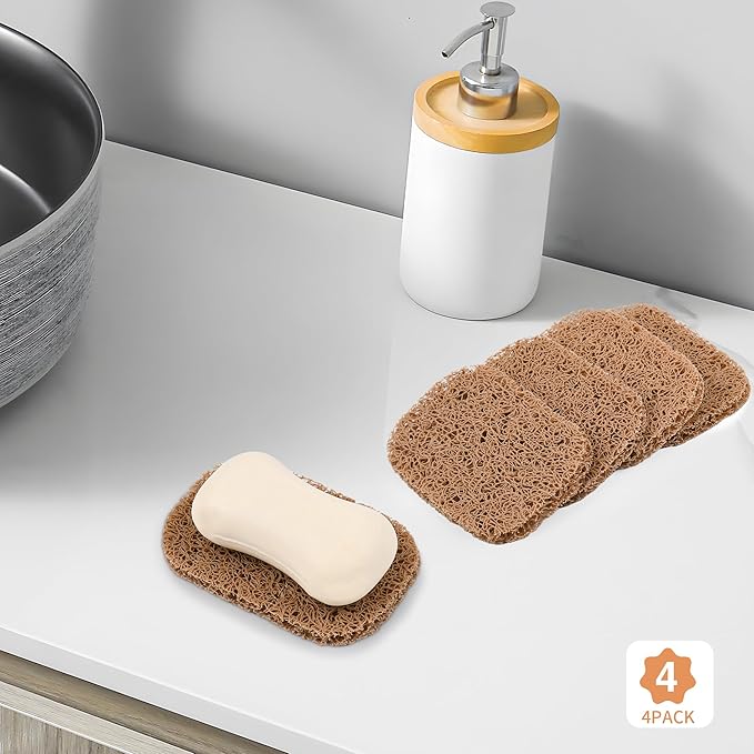 4PCS BPA-Free Soap Savers Pads for Soap Dish,Easy to Clean Soap Lifting Pads Suitable for Shower Kitchen Bathroom Bathroom Travel Hotel Cleaning Product(Coffee)