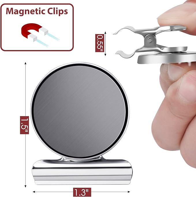 24 Pack Magnetic Clips Fridge Magnets Heavy Duty Magnet Clips for Whiteboard & Refrigerator Wide Scratch Safe Best for House Office School Use
