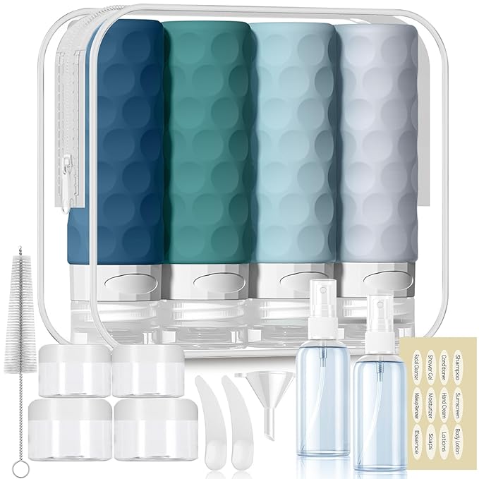 16pack Travel Bottles for Toiletries, TSA Approved Travel Size Containers Set, Leak Proof Refillable Liquid & Creams Toiletries Accessories Kit W/Toiletry Bag (Mint Green)