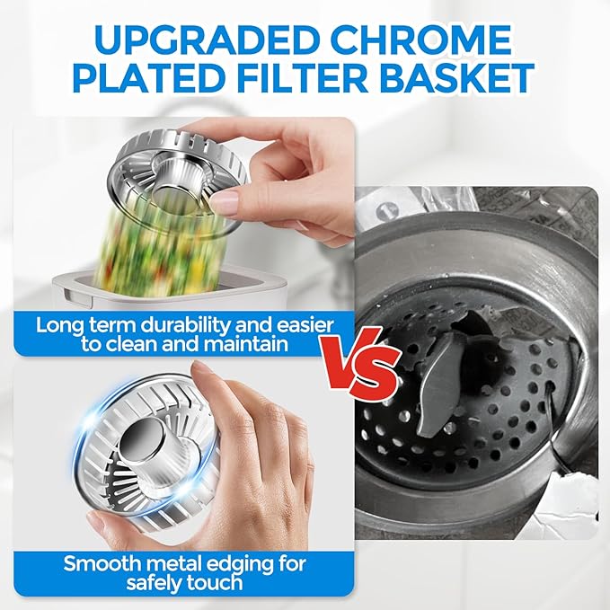 zaa Kitchen Sink Drain Strainer - Kitchen Sink Stopper,Stainless Steel Kitchen Drain Plug & Sink Installation Parts with Anti-Clogging Basket, Fit US Standard 3-1/2'' Sink Drain Hole