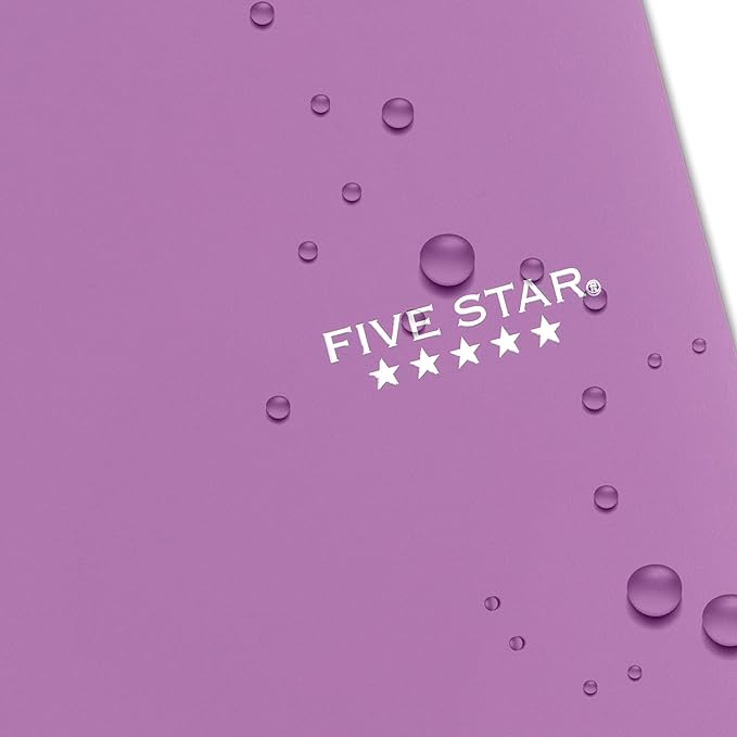 Five Star Spiral Notebook + Study App, 5 Subject, College Ruled Paper, 8-1/2" x 11", 200 Sheets, Fights Ink Bleed, Water Resistant Cover, Amethyst Purple (38748)