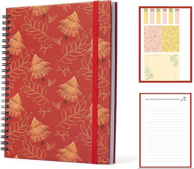 A5 Spiral Sticky Notebook,with 9 pads of decorated sticky notes and a handy notebook,Chrismas Note Pads Teacher Appreciation Gift XMS Gift Writing Memo Pads School Office Supplies and Daily Life Organization (Starla)