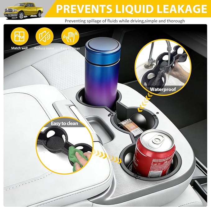 Jump Seat Cup Holder for 2013-2018 Dodge Ram 1500 2500-5500 & 2019-2025 Classic Models(NOT New Body) Center Console Cup Holder Insert Cupholder Coaster Liner Accessories(Jump Seat Only)