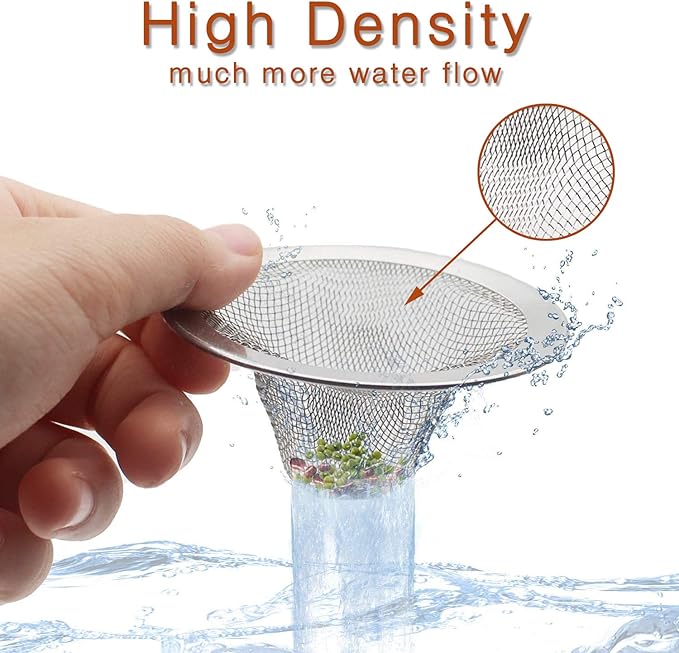 50pcs Heavy Duty Stainless Steel Slop Basket Filter Trap, 2.75" Top / 1" Mesh Metal Sink Strainer, Perfect for Kitchen Sink/Bathroom Bathtub Wash Basin Floor Drain Balcony Drain Hole, Utility…
