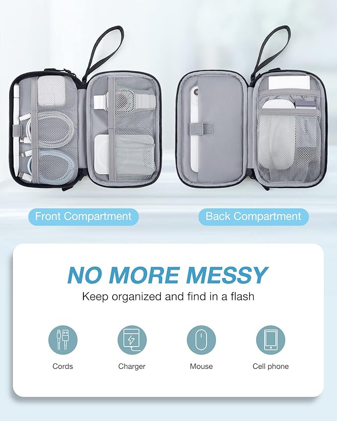 BAGSMART Cord Organizer Travel Cable Organizer Bag Tech Electronic Organizer Travel Case, Travel Essentials for Charger, Cable, Phone, Flash drive, Double Layer-Black