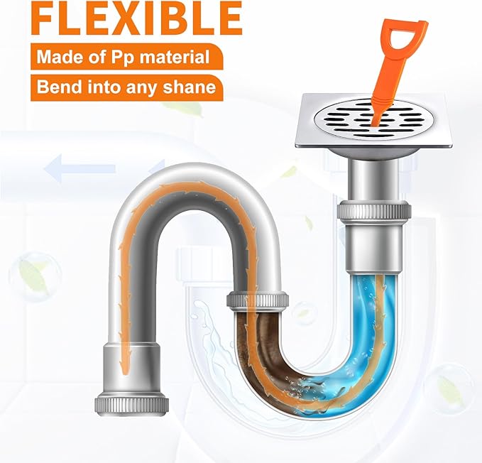 Drain Snake Clog Remover - 6Pack 20 Inch Flexible Hair Removal Tool for Sink Shower Tub Toilet, Cleaner with Grip Handle Easy Use Kitchen and Bathroom Opener- AsonTao