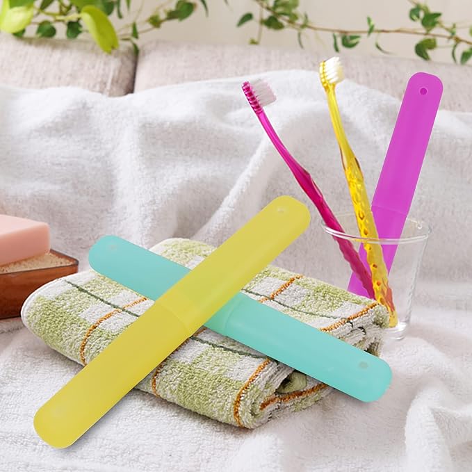 6 Pcs Travel Toothbrush Case Holder, Breathable Portable Toothbrush Container, Multiple Color Clear Toothbrush Holder for Home Trip Camping