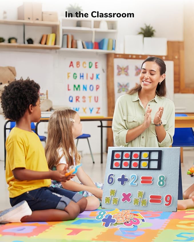 CHEFAN Foldable Felt Board for Toddlers, Freestanding Flannel Board for Kids, Preschool Classroom and Daycare Storytelling Use, Compatible with Felt Set, Large Blue