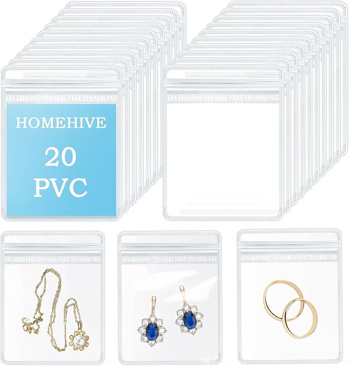 Travel Jewelry Bags, 20Pcs Clear Travel Jewelry Organizer, Portable Anti Tarnish Jewelry Storage Pouch Bag Gift for Women Girl, 20Pcs Clear Bags