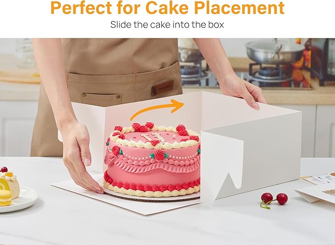 Kootek 15pcs Cake Boxes, 12x12x6 Inches Cake Box with Window, White Bakery Boxes, Large Baking Boxes, Square Cardboard Cake Box for Cakes, Baked Goods, Cake Decorating Supplies for Gift Giving