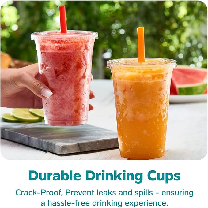 GUSTO [20 oz. - 100 Count Clear Cups with Flat Lids & Straws - Disposable Clear Drinking Cups for Iced Coffee, Cold Drinks, Milkshakes, and Smoothies - (Formerly Comfy Package)