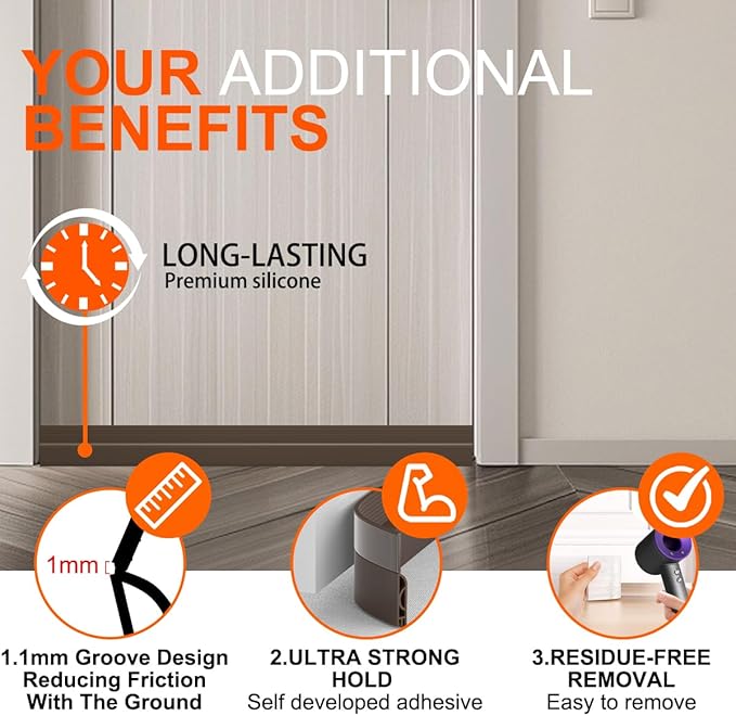 Door Draft Stopper for Bottom of Door, Adjustable Weather Stripping Door Seal for Cold Insulation, Under Door Sweep for Exterior & Interior Doors, Door Bottom Seal Blocker Noise (78inch,Brown)
