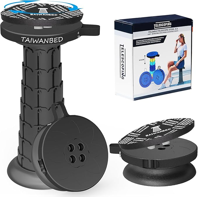 2025 Upgraded Taller 52cm Collapsible Stool with Cushion,Portable Seat,Telescoping Stools,Adujstable Camping Folding Chair for Adults,Maximum Loading 550Ib for Garden Travel Fishing BBQ