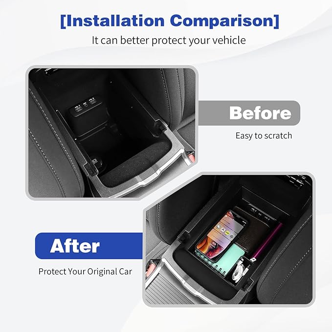 Center Console Organizer Tray for Dodge Charger 2011–2023 & Chrysler 300C, Armrest Storage Box Insert, Console Organizer, Black Interior Accessory