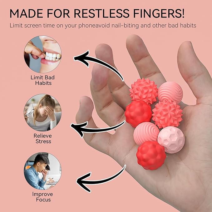 8PCS Sensory Fidget Balls For Adults & Teens, Magnetic Attraction Stress Balls With Silicone Shell-To Calm Restless Hands and Anxious Mind, Quiet Desk Fidget Toys for Office Travel Toys Gift (Pink,8)