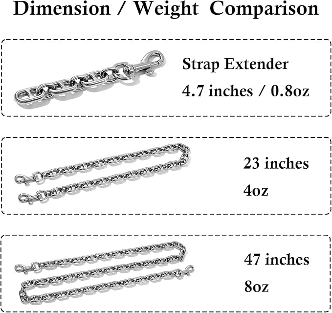 2Pcs Purse Strap Extender, Woman Bag Chain Extender, Shoulder Crossbody Purse Chain Extender for Tabby Nolita Silver (2 Strap Extender - Silver)