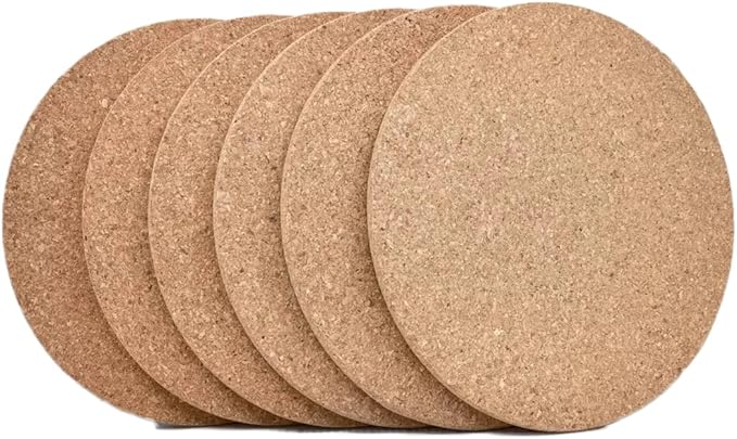 YF-ANEN 7 Inch Cork Tripod, Thermal Pad, Round Cork Board for Kitchen, Dining Table, Pots and Pans, Plants, Craft Tea Insulation Pads (Set of 6)