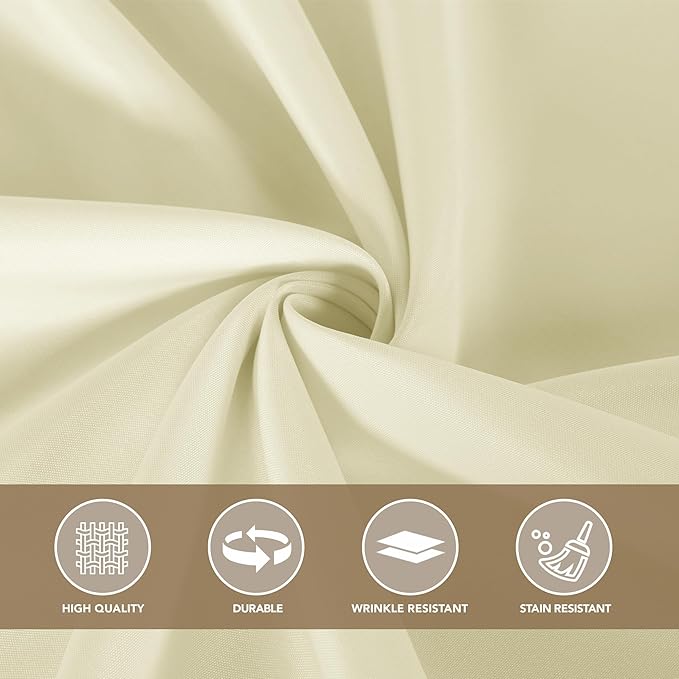sancua Round Tablecloth 132 Inch Diameter, 6 Pack - Circle Polyester Fabric Table Cloth for Wedding Party Reception Banquet Birthday, Washable Formal Table Cover (Fit 54-96 Inch Tables), Beige