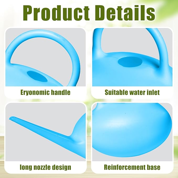 ZXJ Small Plastic Watering Can - 1/4 Gallon - for Home Plant Garden - Blue