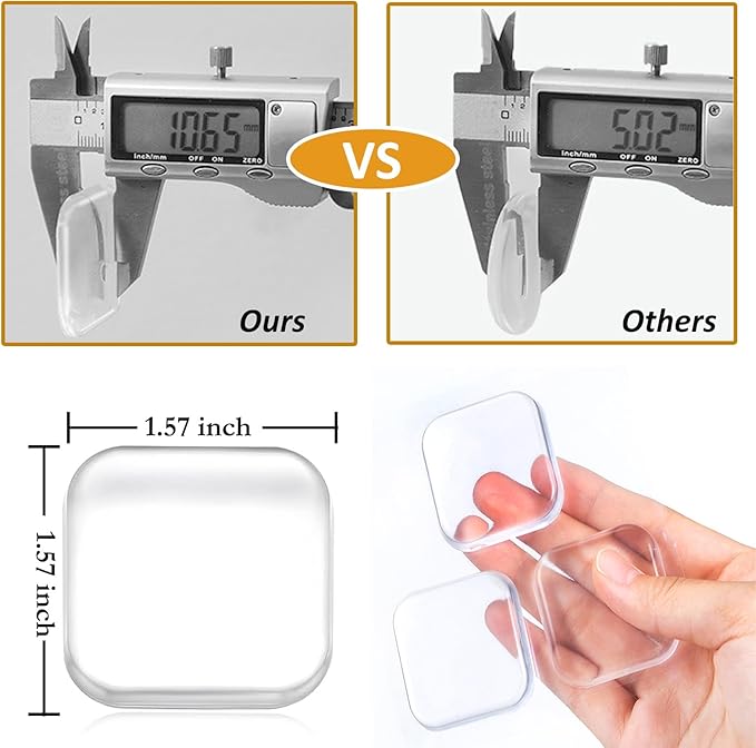 Door Stopper Clear Rubber Door Stops Wall Protector, Transparent Self Adhesive Door Handle Knob Wall Shield Bumper Guard for Bathroom,Kitchen, Tables, Wall Fridge Cabinet Headboard 12 Pack (Clear)
